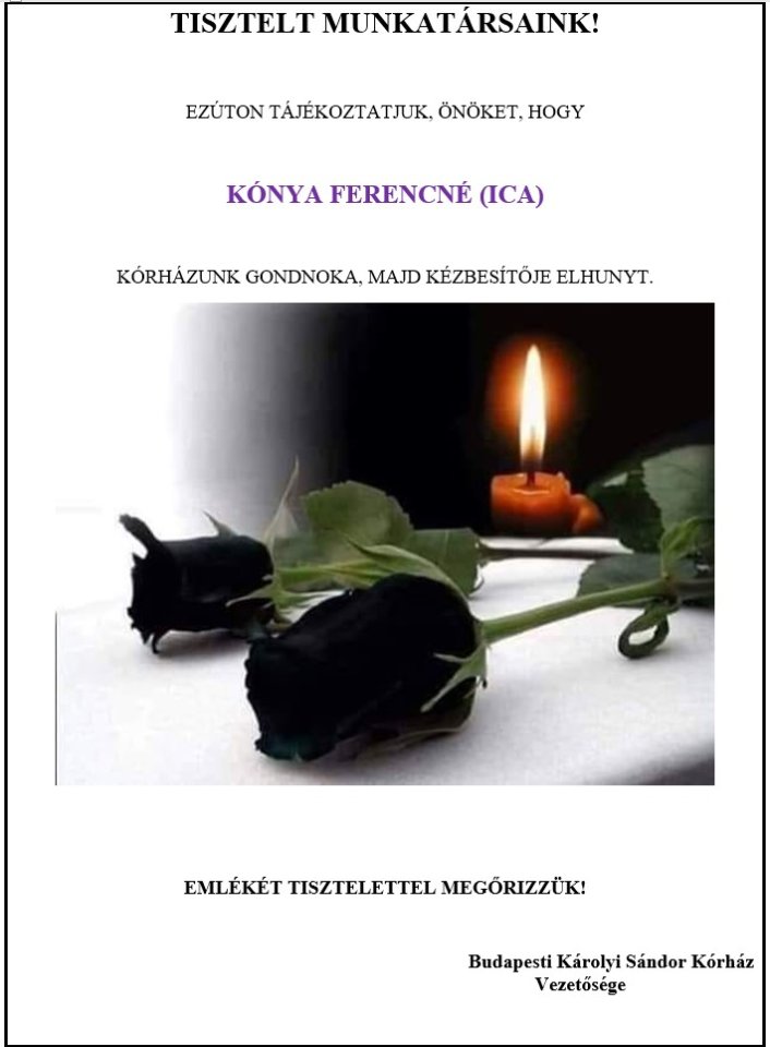 Kónya Ferencné (Ica) emlékére